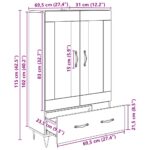 vidaXL Highboard Čierny dub 69,5 x 31 x 115 cm Kompozitné drevo – Obrázok 11