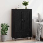 vidaXL Highboard Čierny dub 69,5 x 31 x 115 cm Kompozitné drevo – Obrázok 4