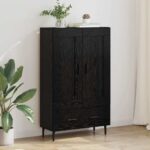 vidaXL Highboard Čierny dub 69,5 x 31 x 115 cm Kompozitné drevo