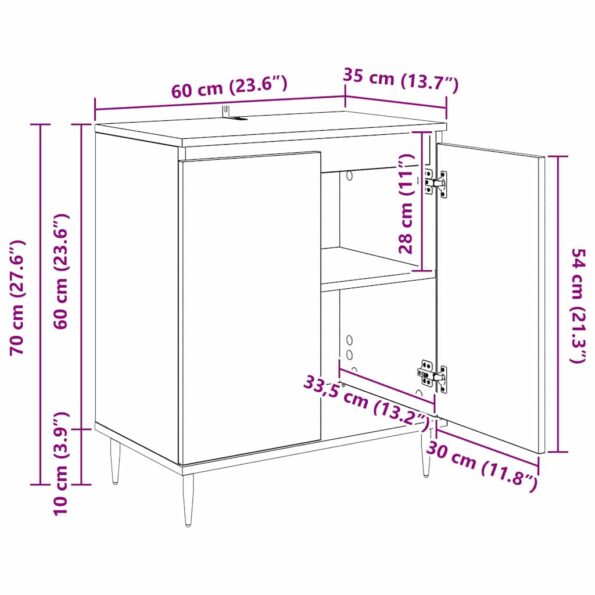 vidaXL Servírovacia skriňa Čierny dub 60 x 35 x 70 cm Kompozitné drevo – Obrázok 12
