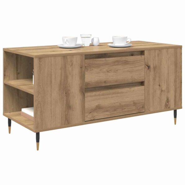 vidaXL Konferenčný stolík with Drawer dub artisan 102 x 44.5 x 50 cm – Obrázok 3