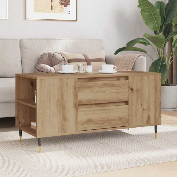 vidaXL Konferenčný stolík with Drawer dub artisan 102 x 44.5 x 50 cm – Obrázok 4