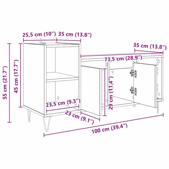 vidaXL TV skrinka Staré drevo 100 x 35 x 55 cm Kompozitné drevo – Obrázok 12