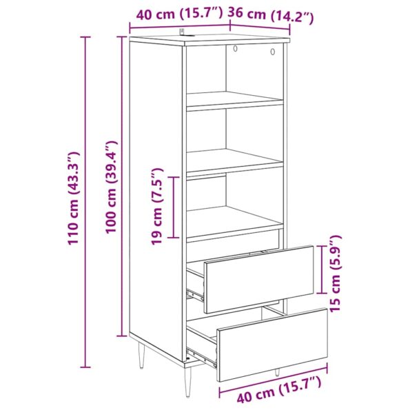 vidaXL Highboard Remeselný dub 40 x 36 x 110 cm Kompozitné drevo – Obrázok 11