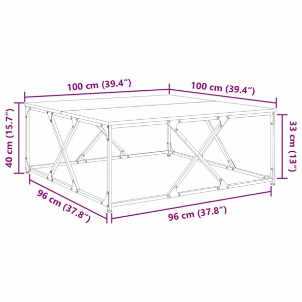 vidaXL Konferenčný stolík Remeselný dub 100 x 100 x 40 cm – Obrázok 11