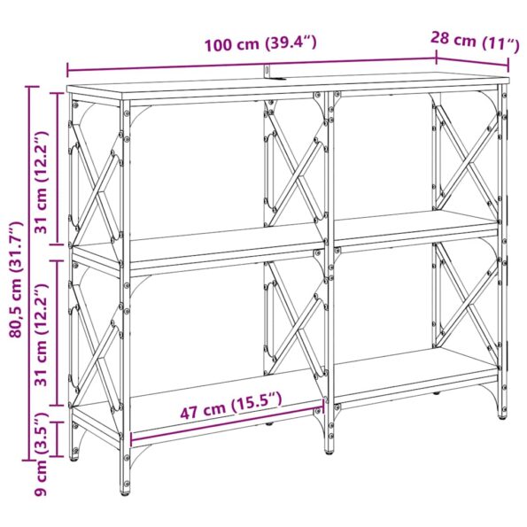 vidaXL Konzolový stôl Remeselný dub 100 x 28 x 80,5 cm – Obrázok 11