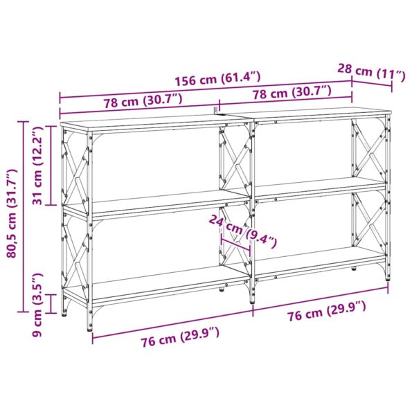 vidaXL Konzolový stôl Staré drevo 156 x 28 x 80,5 cm Kompozitné drevo – Obrázok 11