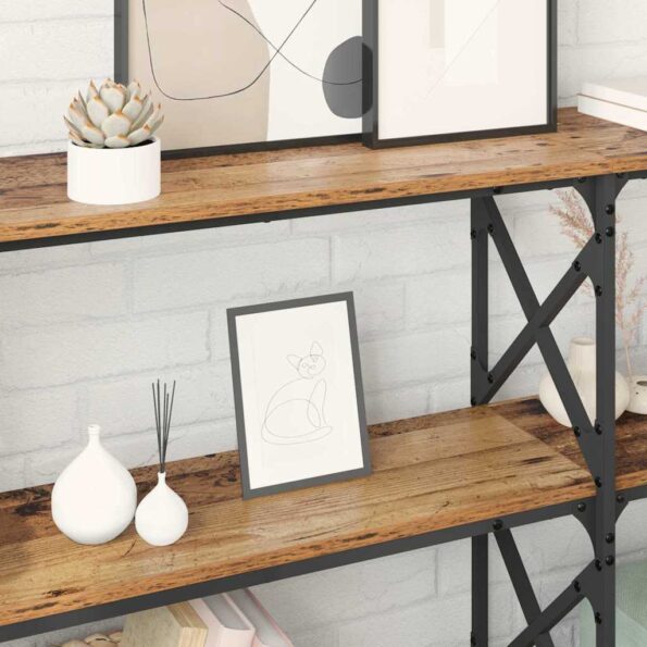 vidaXL Konzolový stôl Staré drevo 156 x 28 x 80,5 cm Kompozitné drevo – Obrázok 4