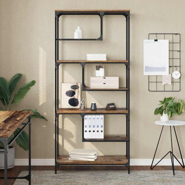 vidaXL Knižnica Staré drevo 81 x 36 x 176 cm Kompozitné drevo – Obrázok 4