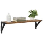 vidaXL Stenné police s poličkou 2 pcs Staré drevo 60 x 15 x 15,5 cm – Obrázok 3