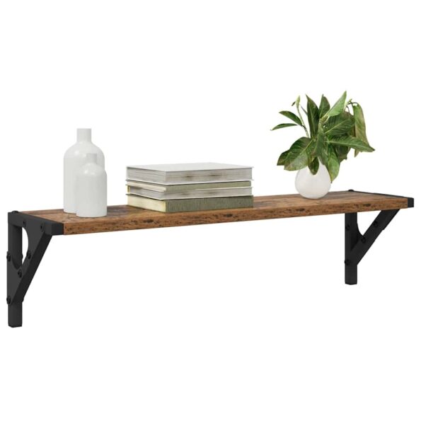 vidaXL Stenné police s poličkou 2 pcs Staré drevo 60 x 15 x 15,5 cm – Obrázok 3