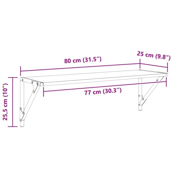 vidaXL Stenné police s poličkou 2 pcs Čierny dub 80 x 25 x 25,5 cm – Obrázok 12