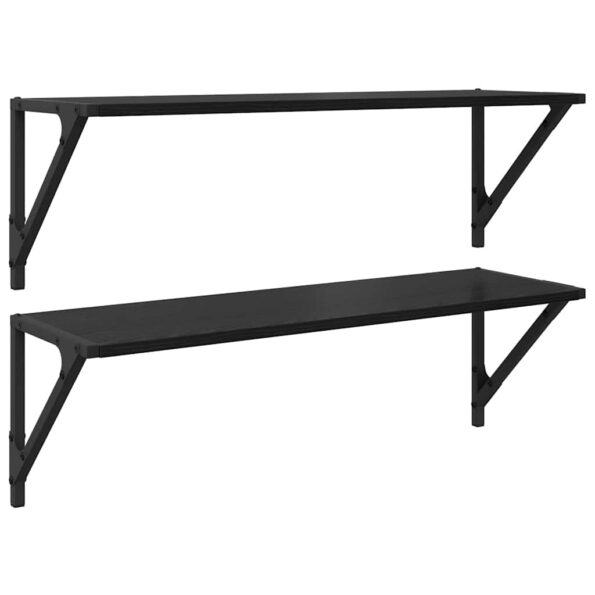 vidaXL Stenné police s poličkou 2 pcs Čierny dub 80 x 25 x 25,5 cm – Obrázok 2