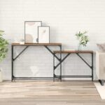 vidaXL Konzolový stôl 2 pcs Staré drevo 100 x 28 x 75 cm