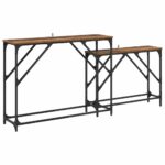 vidaXL Konzolový stôl 2 pcs Staré drevo 100 x 28 x 75 cm – Obrázok 2