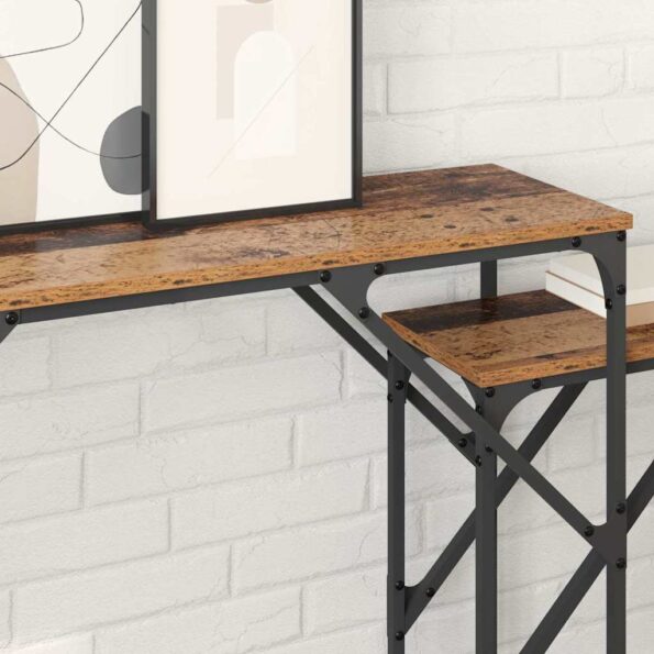 vidaXL Konzolový stôl 2 pcs Staré drevo 100 x 28 x 75 cm – Obrázok 4
