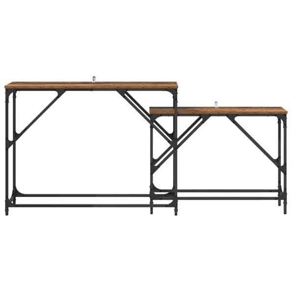 vidaXL Konzolový stôl 2 pcs Staré drevo 100 x 28 x 75 cm – Obrázok 5