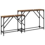 vidaXL Konzolový stôl 2 pcs Staré drevo 100 x 28 x 75 cm – Obrázok 7