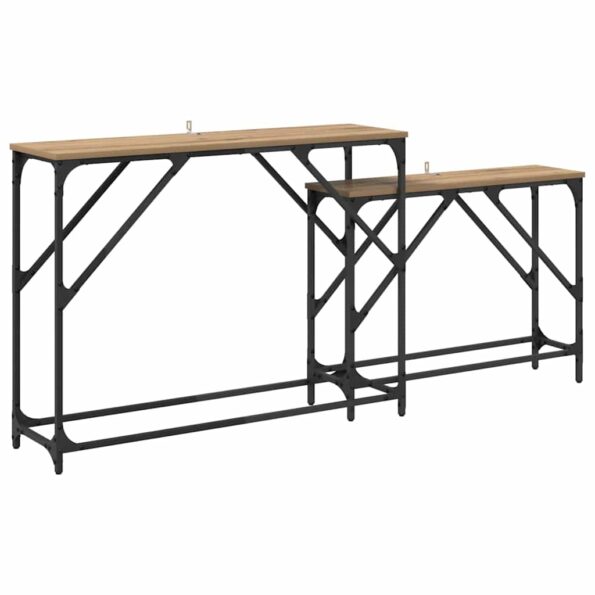 vidaXL Konzolový stôl 2 pcs Remeselný dub 100 x 28 x 75 cm – Obrázok 2