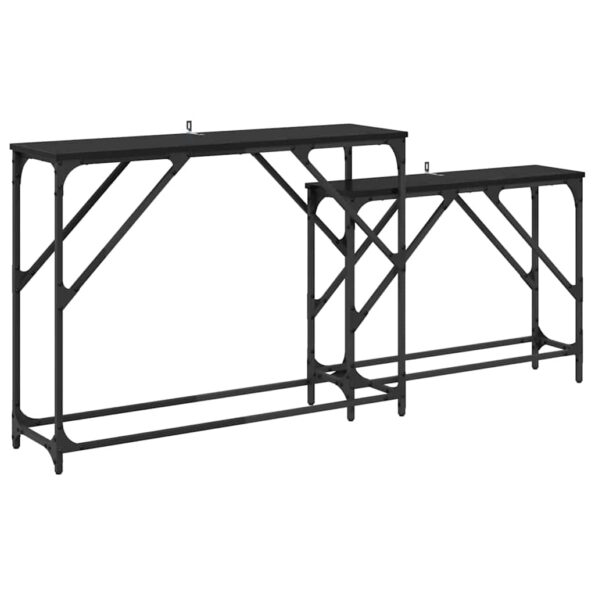 vidaXL Konzolový stôl 2 pcs Čierny dub 100 x 28 x 75 cm – Obrázok 2