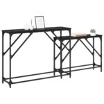vidaXL Konzolový stôl 2 pcs Čierny dub 100 x 28 x 75 cm – Obrázok 3