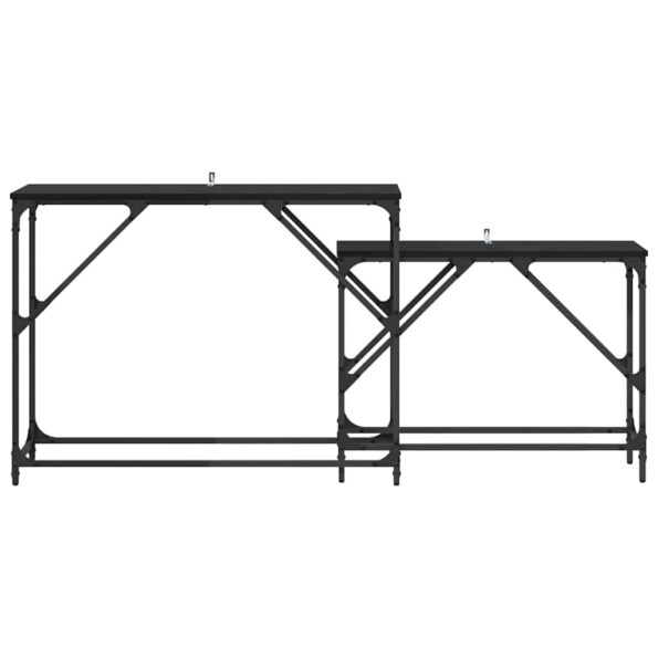 vidaXL Konzolový stôl 2 pcs Čierny dub 100 x 28 x 75 cm – Obrázok 5