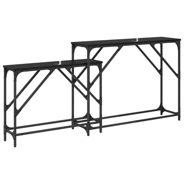 vidaXL Konzolový stôl 2 pcs Čierny dub 100 x 28 x 75 cm – Obrázok 7