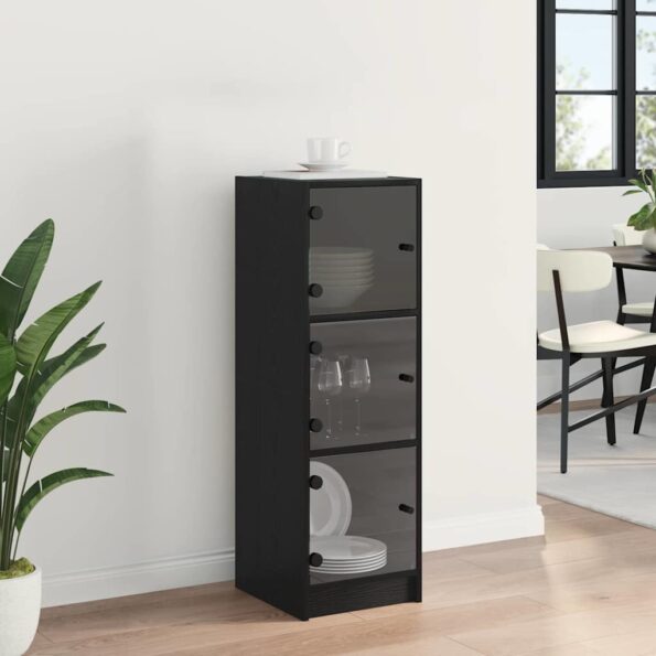 vidaXL Highboard Čierny dub 35 x 37 x 109 cm Kompozitné drevo – Obrázok 4