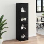 vidaXL Highboard Čierny dub 35 x 37 x 142 cm Kompozitné drevo – Obrázok 4