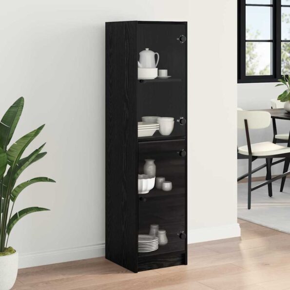 vidaXL Highboard Čierny dub 35 x 37 x 142 cm Kompozitné drevo – Obrázok 4