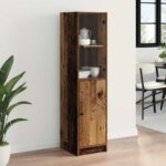 vidaXL Highboard Staré drevo 35 x 37 x 142 cm Kompozitné drevo – Obrázok 4