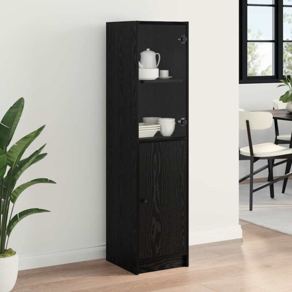 vidaXL Highboard Čierny dub 35 x 37 x 142 cm Kompozitné drevo – Obrázok 4