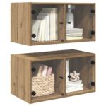 vidaXL Nástenné skrinky Nástenný 2 pcs Remeselný dub 68 x 37 x 35 cm – Obrázok 3