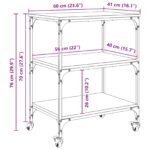 vidaXL Kuchynský vozík Sonoma dub 60 x 41 x 76 cm Kompozitné drevo – Obrázok 11