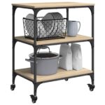 vidaXL Kuchynský vozík Sonoma dub 60 x 41 x 76 cm Kompozitné drevo – Obrázok 3