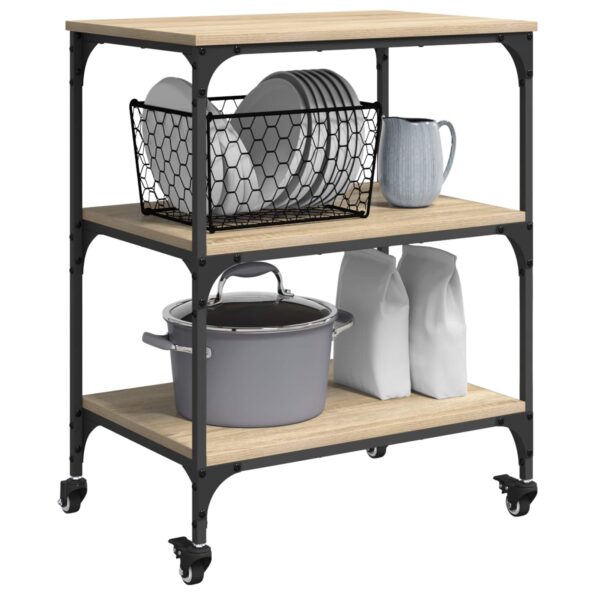 vidaXL Kuchynský vozík Sonoma dub 60 x 41 x 76 cm Kompozitné drevo – Obrázok 3