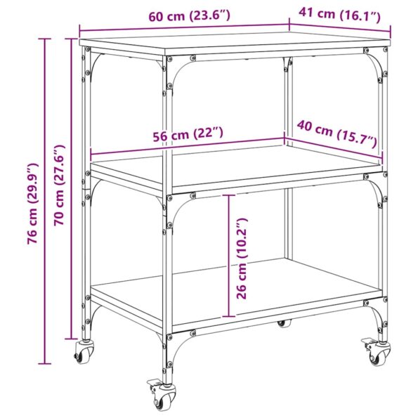 vidaXL Kuchynský vozík Staré drevo 60 x 41 x 76 cm Kompozitné drevo – Obrázok 12
