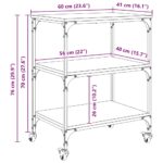 vidaXL Kuchynský vozík Remeselný dub 60 x 41 x 76 cm Kompozitné drevo – Obrázok 12