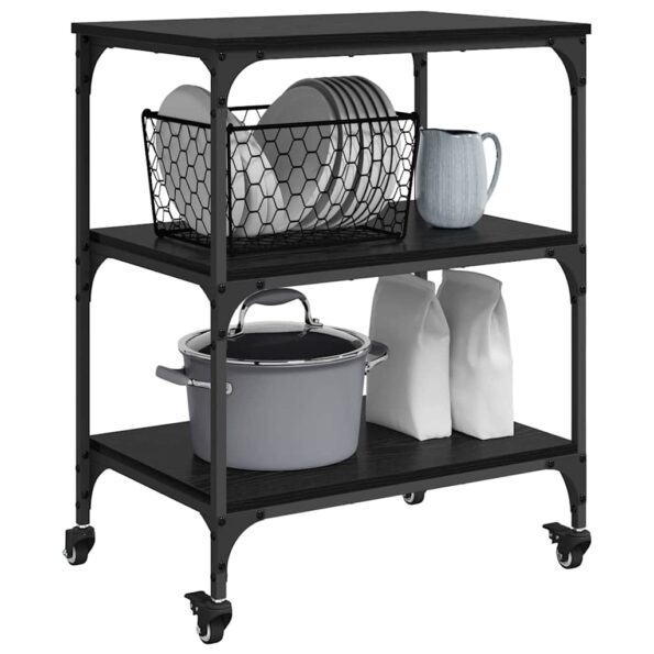 vidaXL Kuchynský vozík Čierny dub 60 x 41 x 76 cm Kompozitné drevo – Obrázok 3