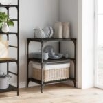 vidaXL Kuchynský vozík Čierny dub 60 x 41 x 76 cm Kompozitné drevo – Obrázok 4