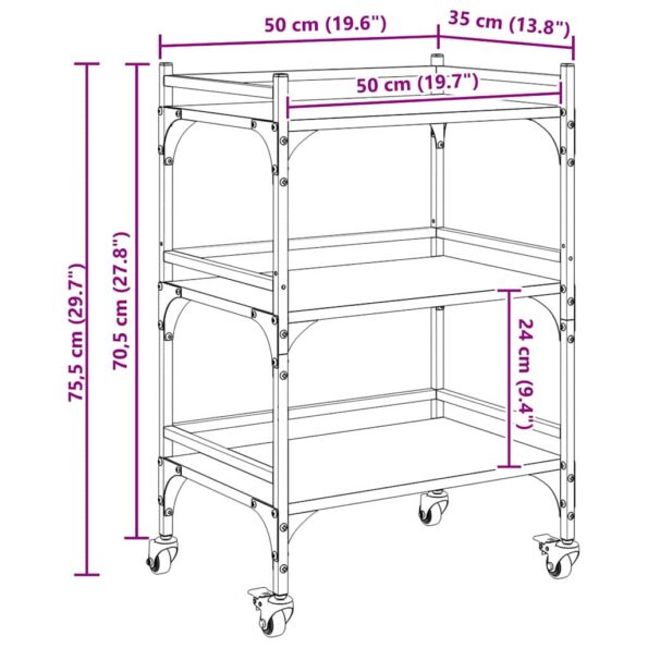 vidaXL Kuchynský vozík Remeselný dub 50 x 35 x 75.5 cm – Obrázok 12
