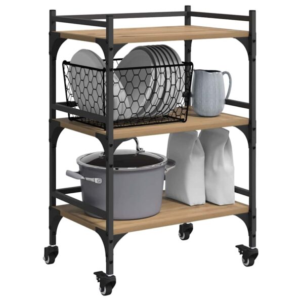vidaXL Kuchynský vozík Remeselný dub 50 x 35 x 75.5 cm – Obrázok 3
