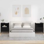 vidaXL Nočný stolík 2 pcs Čierna 49 x 36 x 61 cm Kompozitné drevo