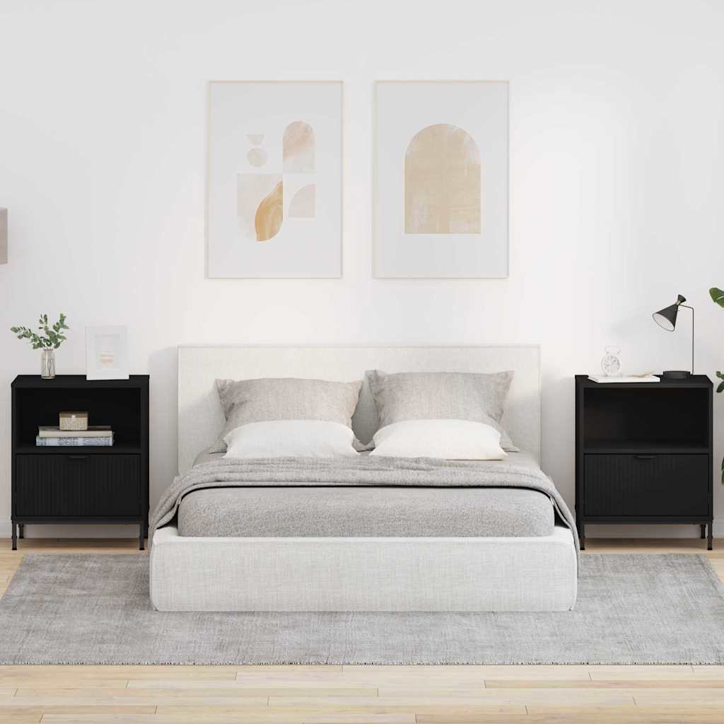 883477_1.jpg vidaXL Nočný stolík 2 pcs Čierna 49 x 36 x 61 cm Kompozitné drevo – Obrázok 1