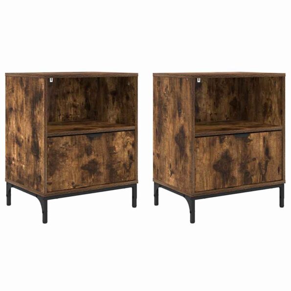 vidaXL Nočný stolík 2 pcs Tmavý dub 49 x 36 x 61 cm Kompozitné drevo – Obrázok 2