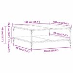 vidaXL Konferenčný stolík Čierny dub 100 x 100 x 40 cm – Obrázok 11