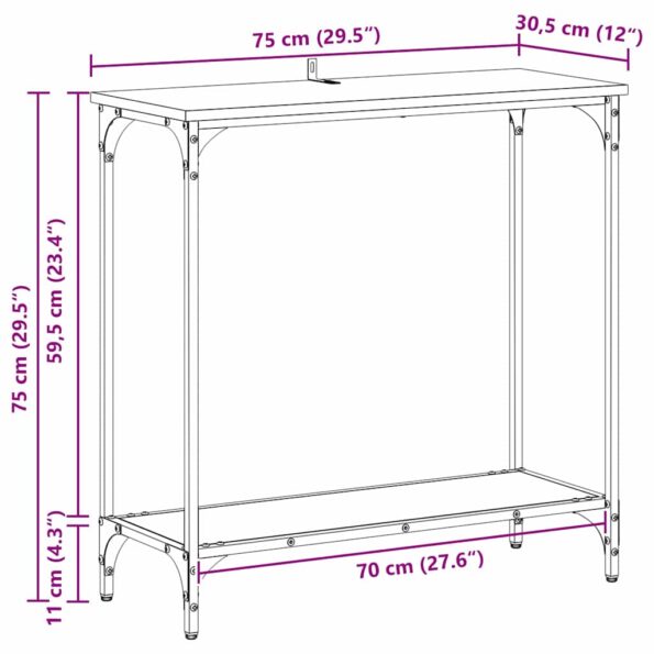vidaXL Konzolový stôl dub artisan 75 x 30.5 x 75 cm Kompozitné drevo – Obrázok 9