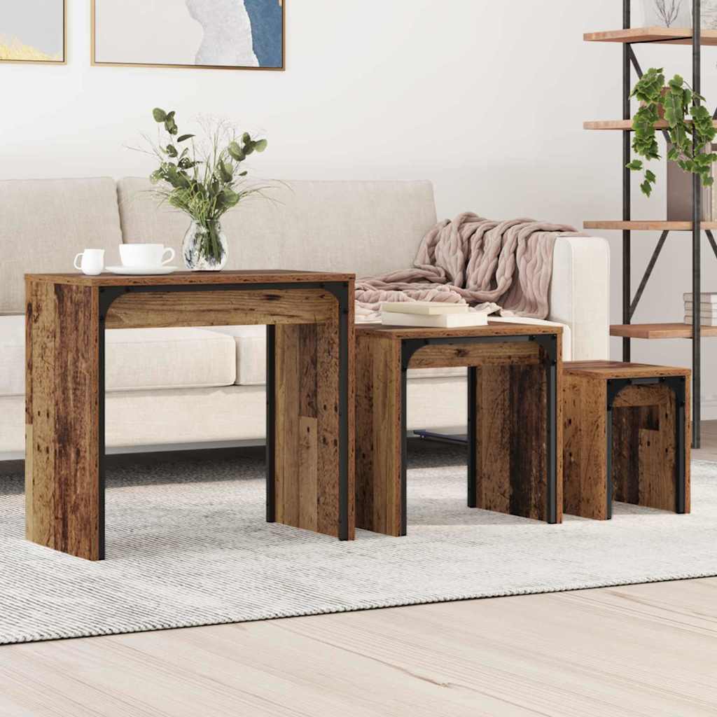 883534_1.jpg vidaXL Konferenčný stolík 3 pcs Staré drevo Kompozitné drevo – Obrázok 1