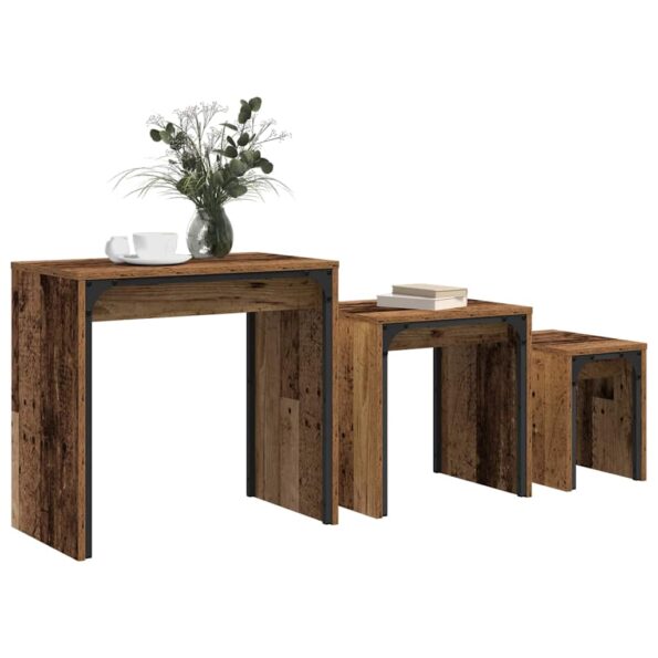 vidaXL Konferenčný stolík 3 pcs Staré drevo Kompozitné drevo – Obrázok 3