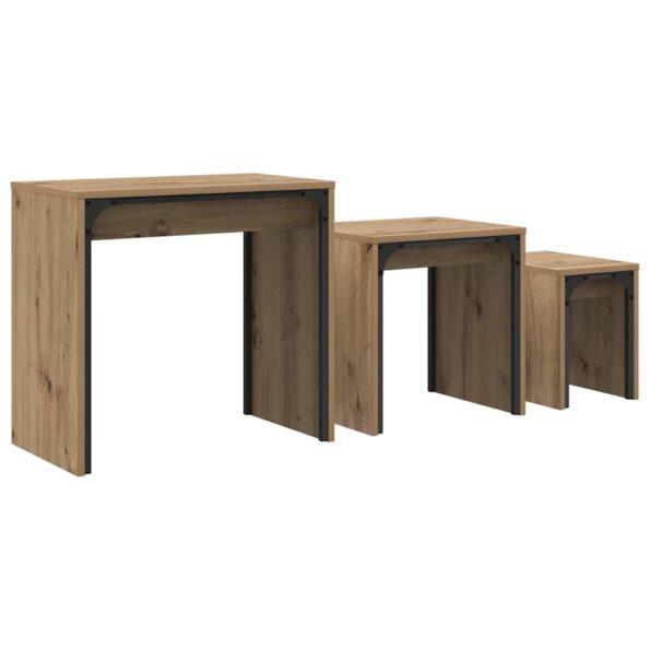 vidaXL Nesting kávový stôl 3 pcs dub artisan 60 x 35 x 56 cm – Obrázok 2
